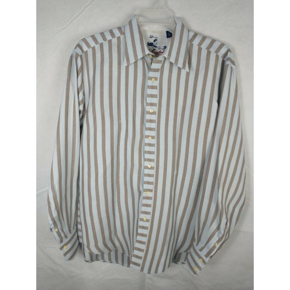 Robert Graham Mens Cotton Shirt Blue & Brown Sz XL